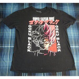 Black Dragon Ball Z Super Saiyan Rose Goku Black T-Shirt Size Large